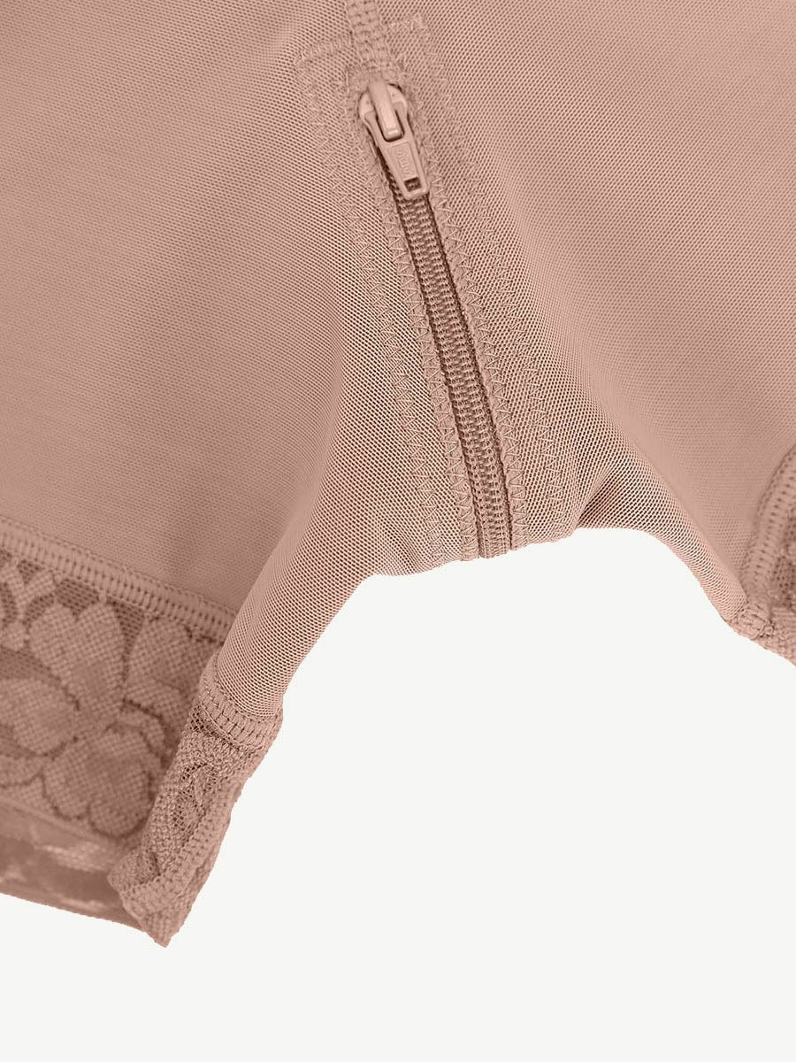 Latex-Lined Full Body Shaper with Lace Trim and Butt Lift - FirmaControl