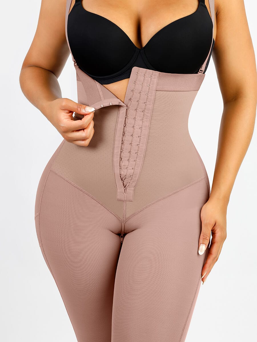 Latex Open Bust Tummy Control Full Body Shapewear with Adjustable Straps - FirmaHold