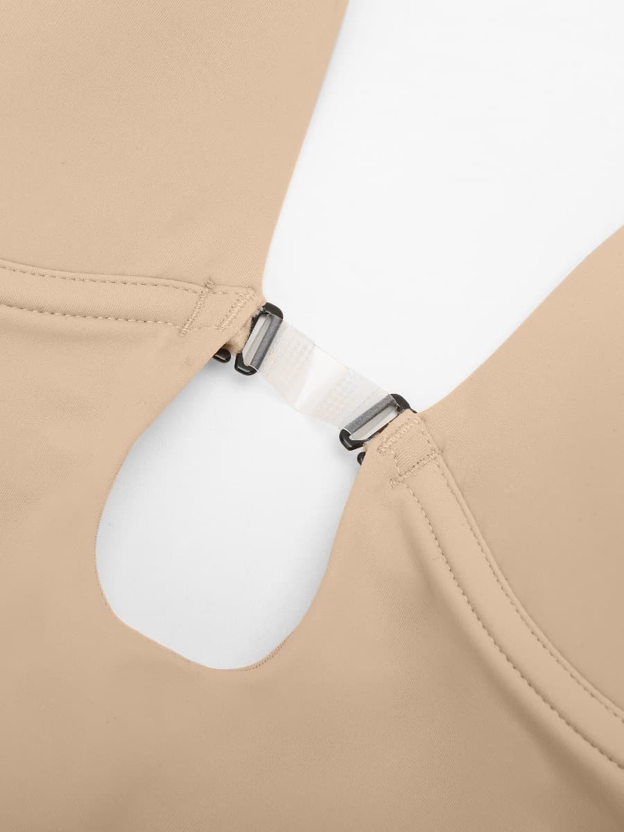 Plunge Low-Back Mid-Thigh Body Shaper with Removable Butt and Hips Pads - FirmaActive