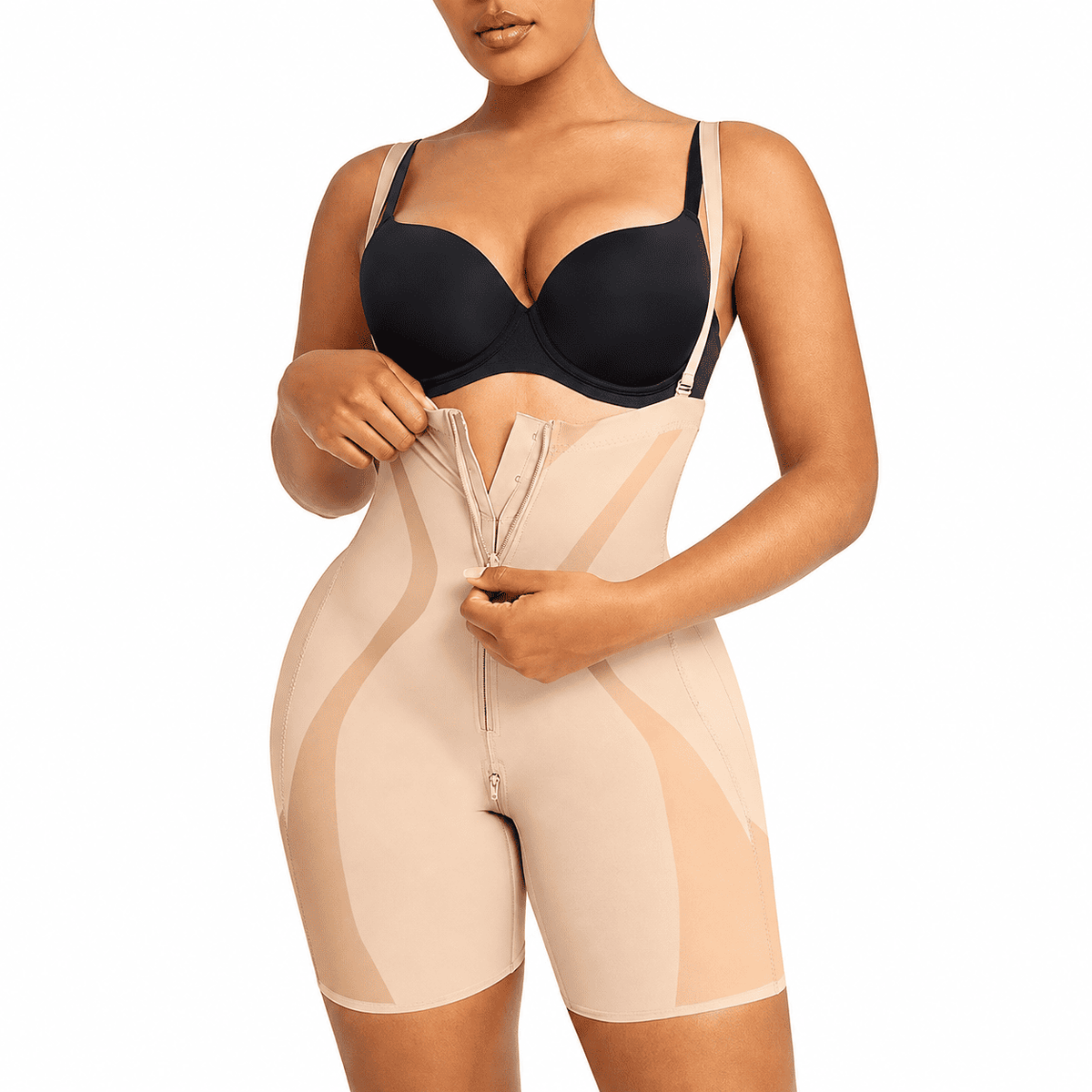 Zip-Front Tummy Control Butt-Lifting Shapewear Shorts - FirmaControl