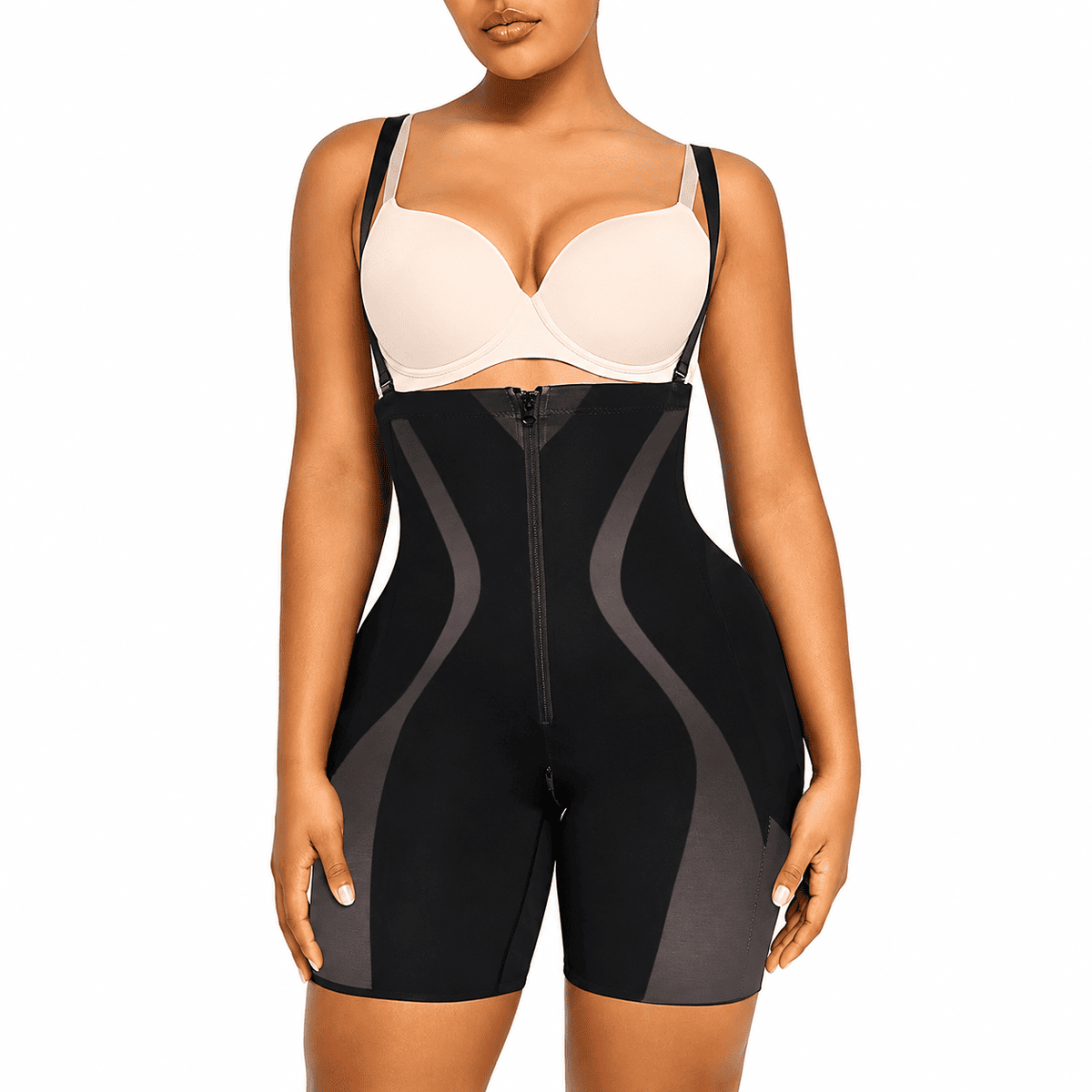 Zip-Front Tummy Control Butt-Lifting Shapewear Shorts - FirmaControl