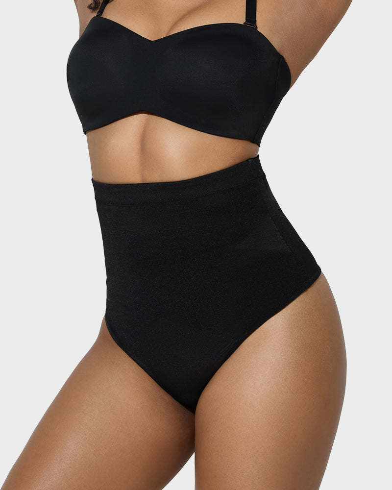 High-Waist Criss-Cross Mesh Shaping Thong - FirmaSmooth