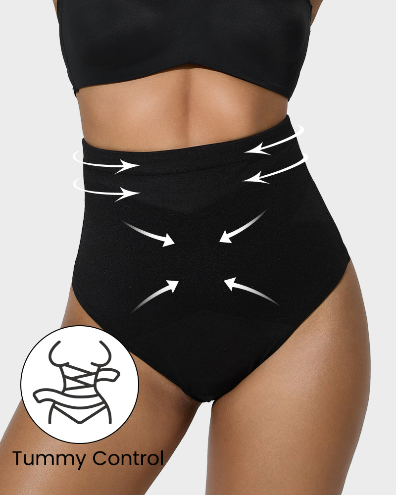 High-Waist Criss-Cross Mesh Shaping Thong - FirmaSmooth