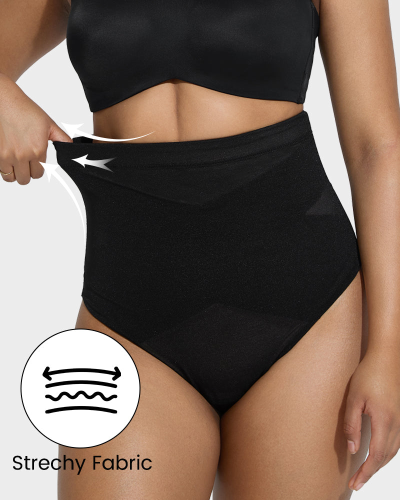 High-Waist Criss-Cross Mesh Shaping Thong - FirmaSmooth
