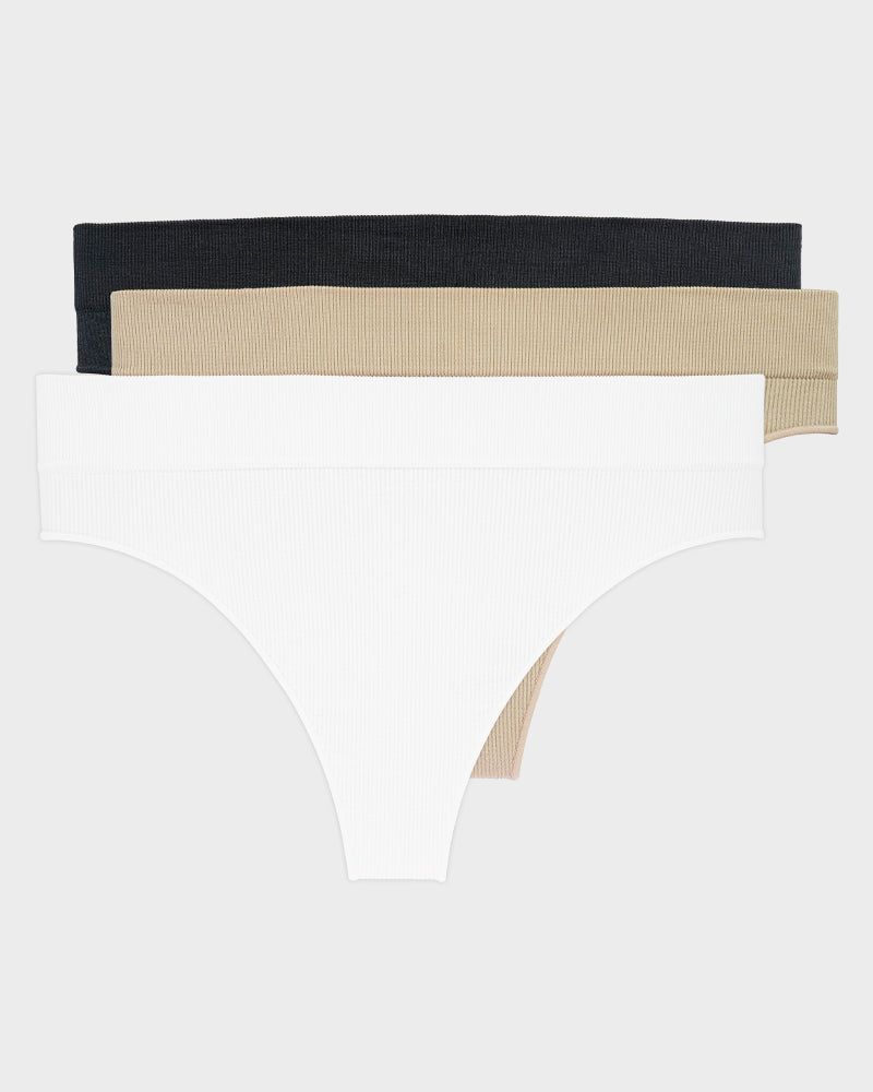 Seamless Low-Rise Thong Underwear 3-Pack - FirmaSmooth