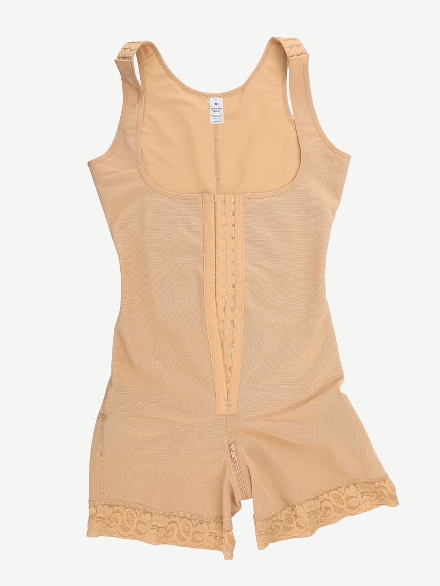 Post-surgical Tummy Control Full Body Shaper Faja with Adjustable Straps and Crotch Zipper - FirmaHold