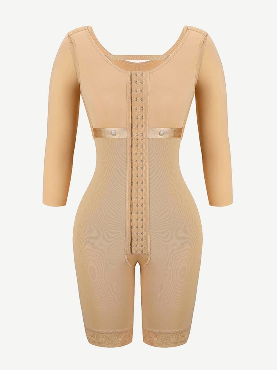 Lace Trim Post-Surgical Full Body Shaper with Sleeves FirmaHold