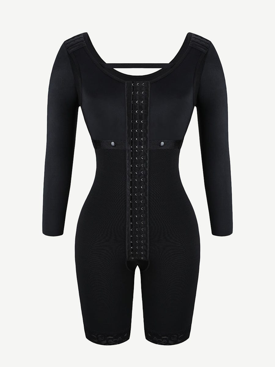 Lace Trim Post-Surgical Full Body Shaper with Sleeves FirmaHold