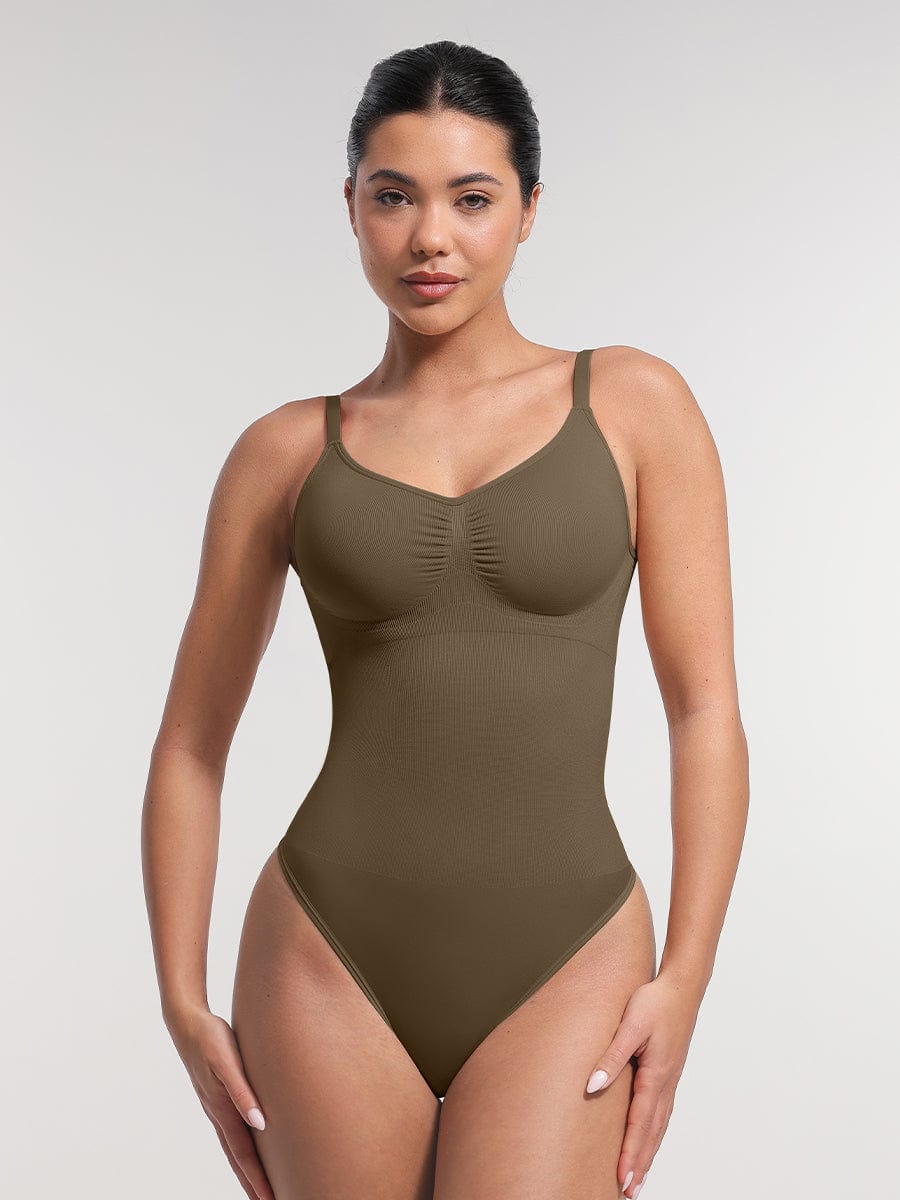 Seamless Tummy Control Thong Bodysuit with Removable Pads - FirmaSculpt