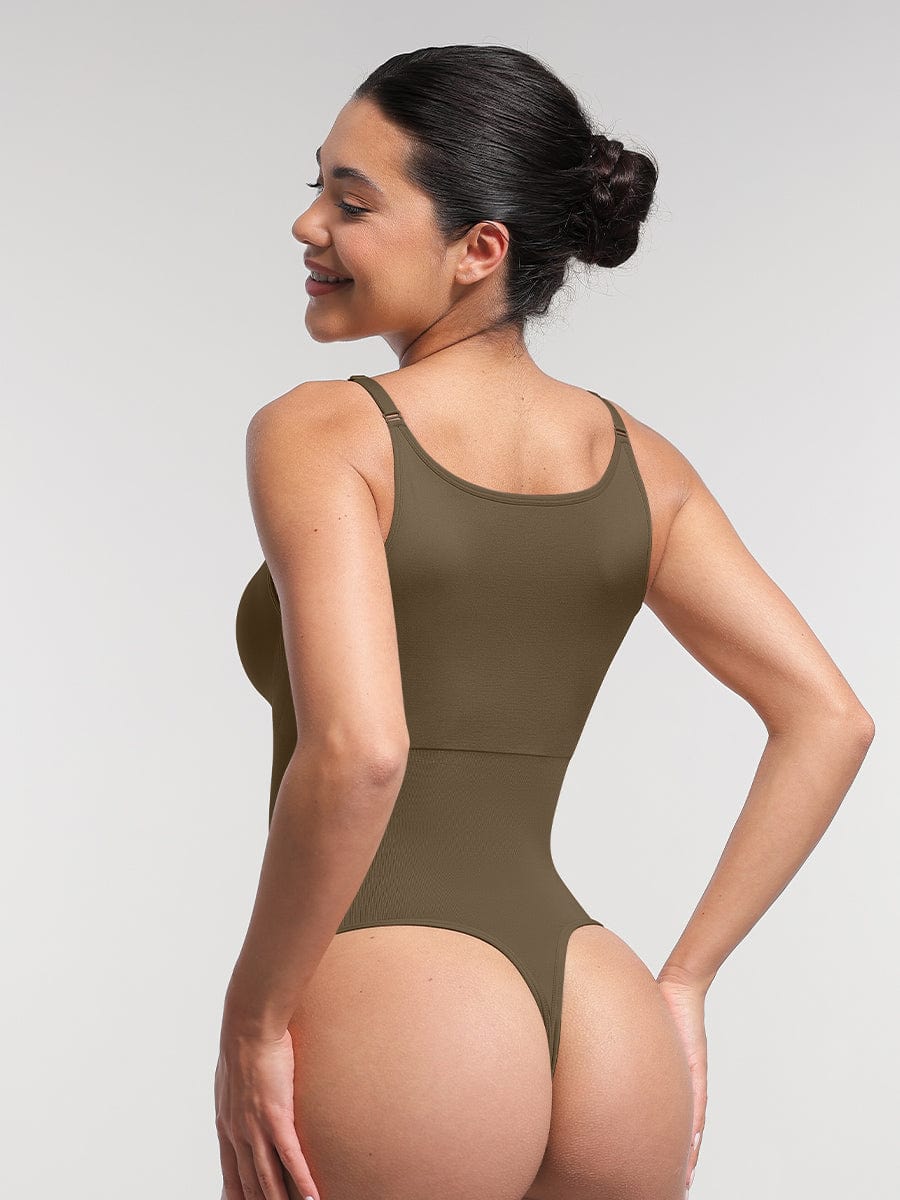 Seamless Tummy Control Thong Bodysuit with Removable Pads - FirmaSculpt