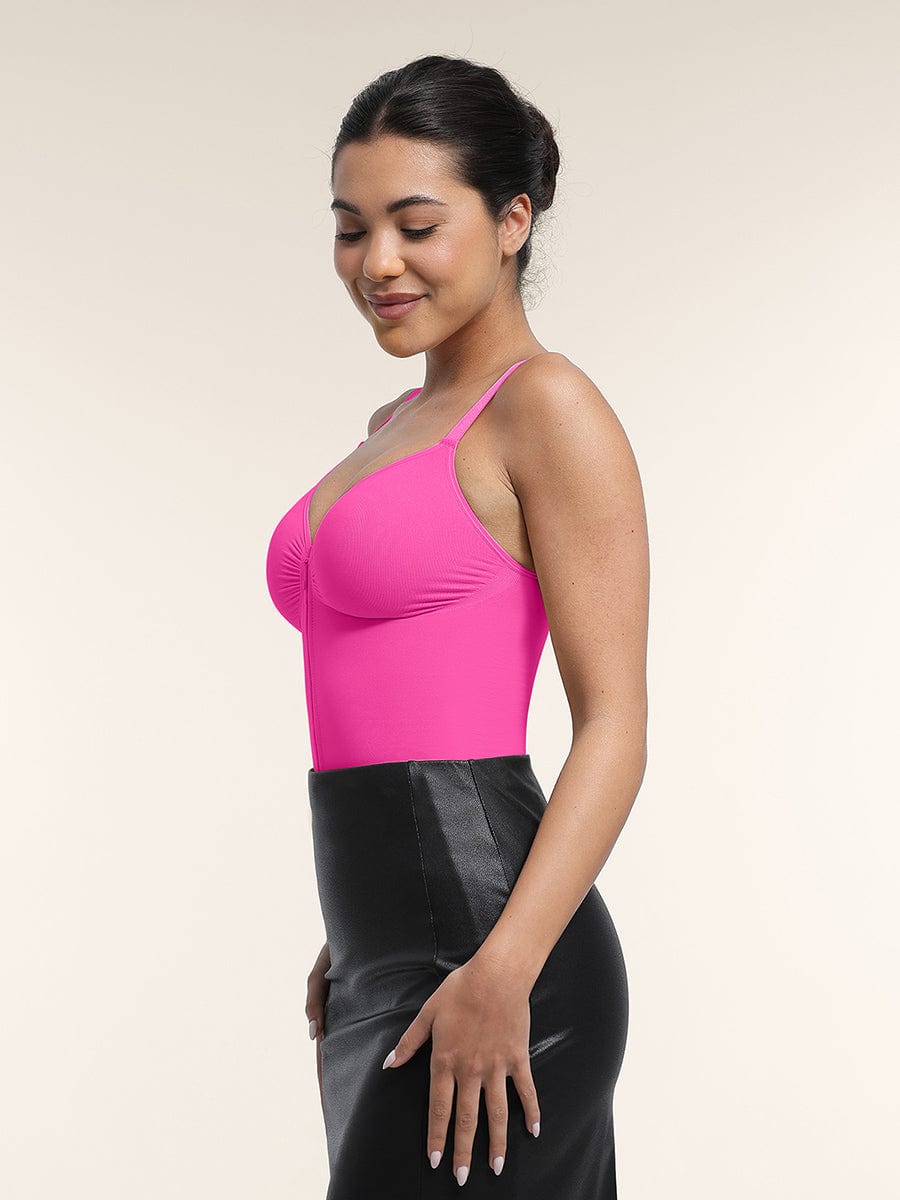 Seamless Plunge Chest Support Bodysuit with Clips Inside - FirmaSculpt