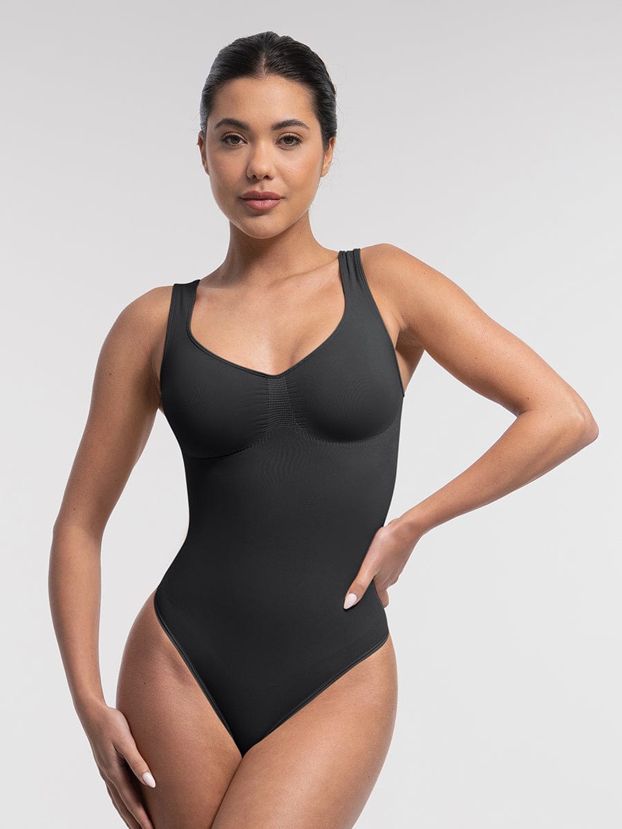 Seamless Bust Support Waist and Abdomen Control Thong Bodysuit - FirmaSculpt