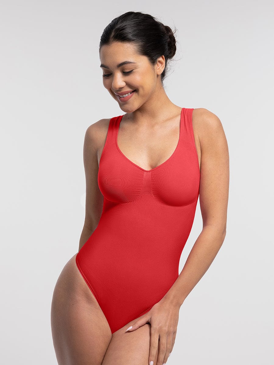 Seamless Bust Support Waist and Abdomen Control Thong Bodysuit - FirmaSculpt