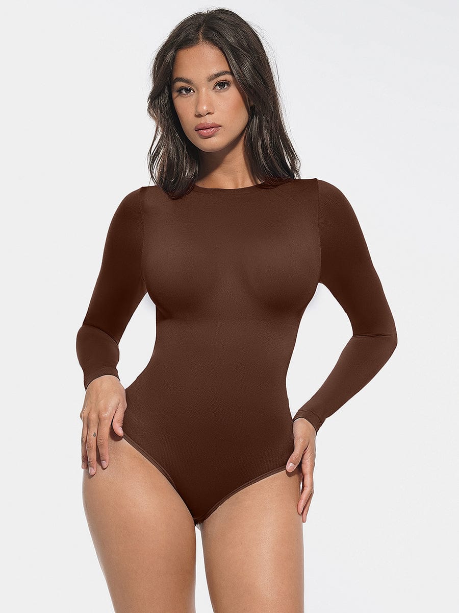 Seamless Round Neck Waist and Snap Crotch Briefs Bodysuit - FirmaSculpt