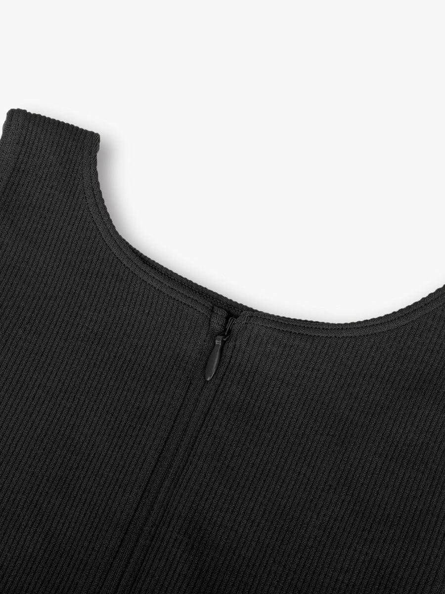 Seamless Ribbed Zip Front Sleeveless Shaping Bodysuit - FirmaActive