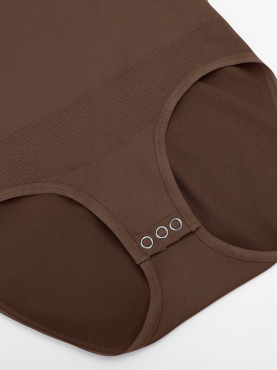 Seamless Round Neck Waist and Snap Crotch Briefs Bodysuit - FirmaSculpt