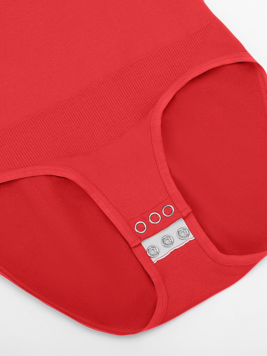 Seamless Round Neck Waist and Snap Crotch Briefs Bodysuit - FirmaSculpt