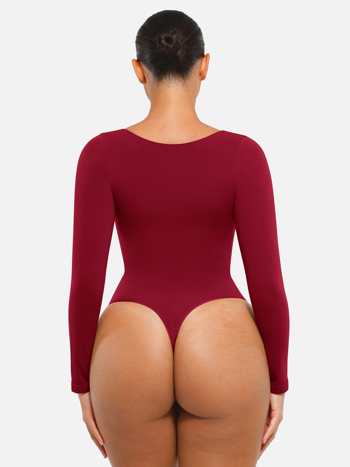 Seamless Long Sleeve Chest Support Tummy Control Thong Bodysuit - FirmaSculpt