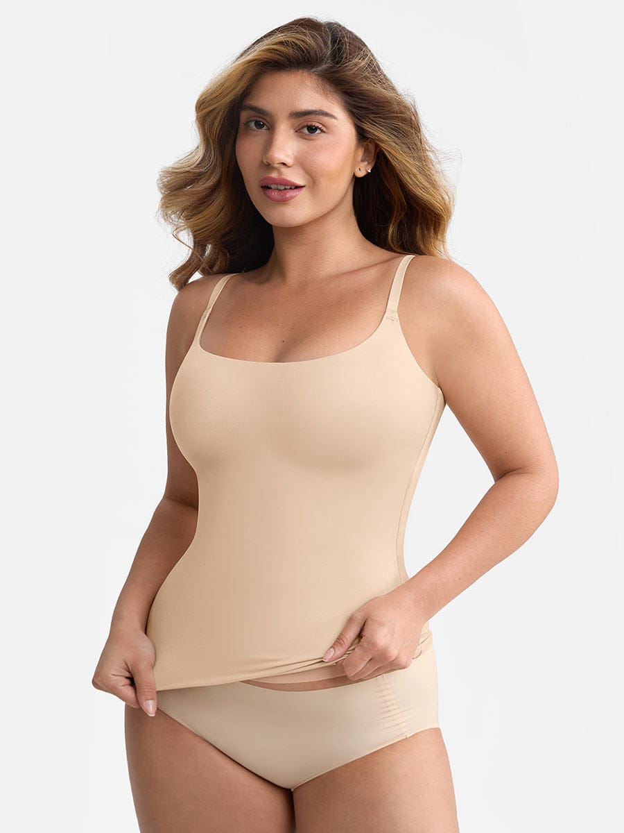Scoop Neck Light Shaping Top with Anti-Sheer Bust Lining - FirmaSoft