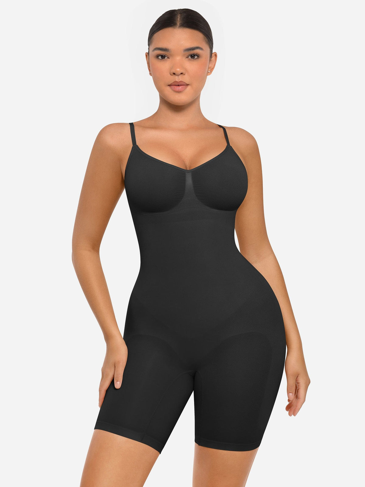 Mid-Thigh Full Body Seamless Shaper with Adjustable Straps - FirmaActive