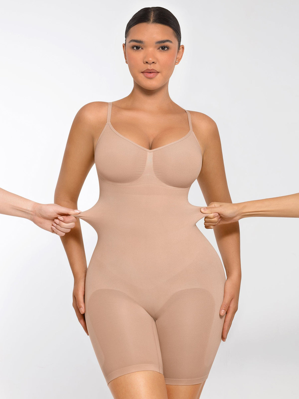 Mid-Thigh Full Body Seamless Shaper with Adjustable Straps - FirmaActive