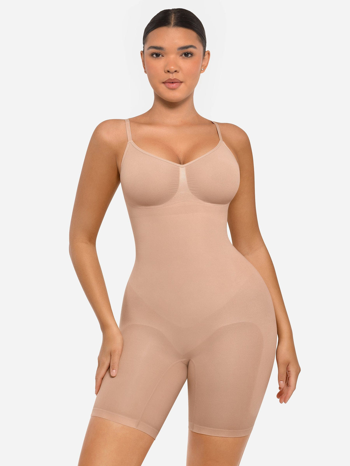 Mid-Thigh Full Body Seamless Shaper with Adjustable Straps - FirmaActive