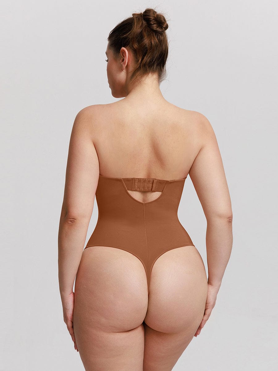 One Piece Underwire Strapless Waist And Abdomen Shaping Thong Bodysuit - FirmaHold