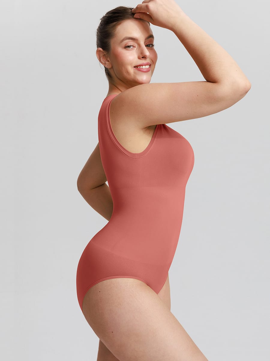 Seamless Buttery Soft Tummy Control Bodysuit Crew Neck - FirmaSoft