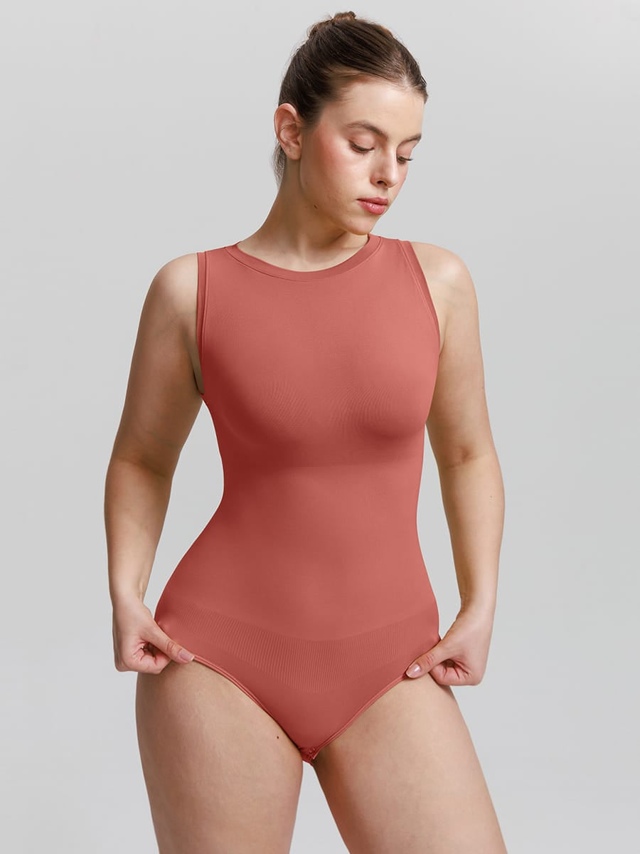 Seamless Buttery Soft Tummy Control Bodysuit Crew Neck - FirmaSoft