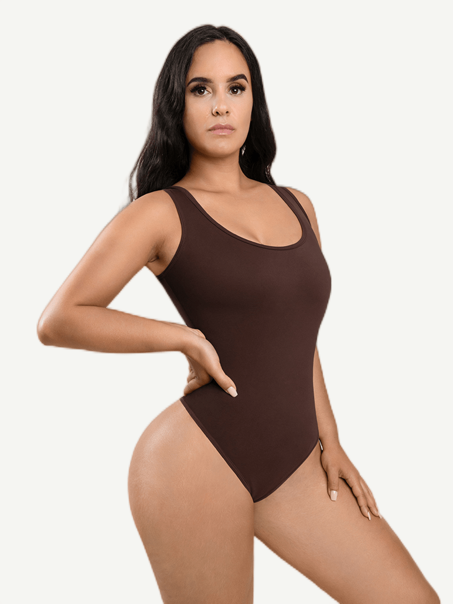 Breathable Scoop Neck Tummy Control Tank Bodysuit - FirmaSculpt