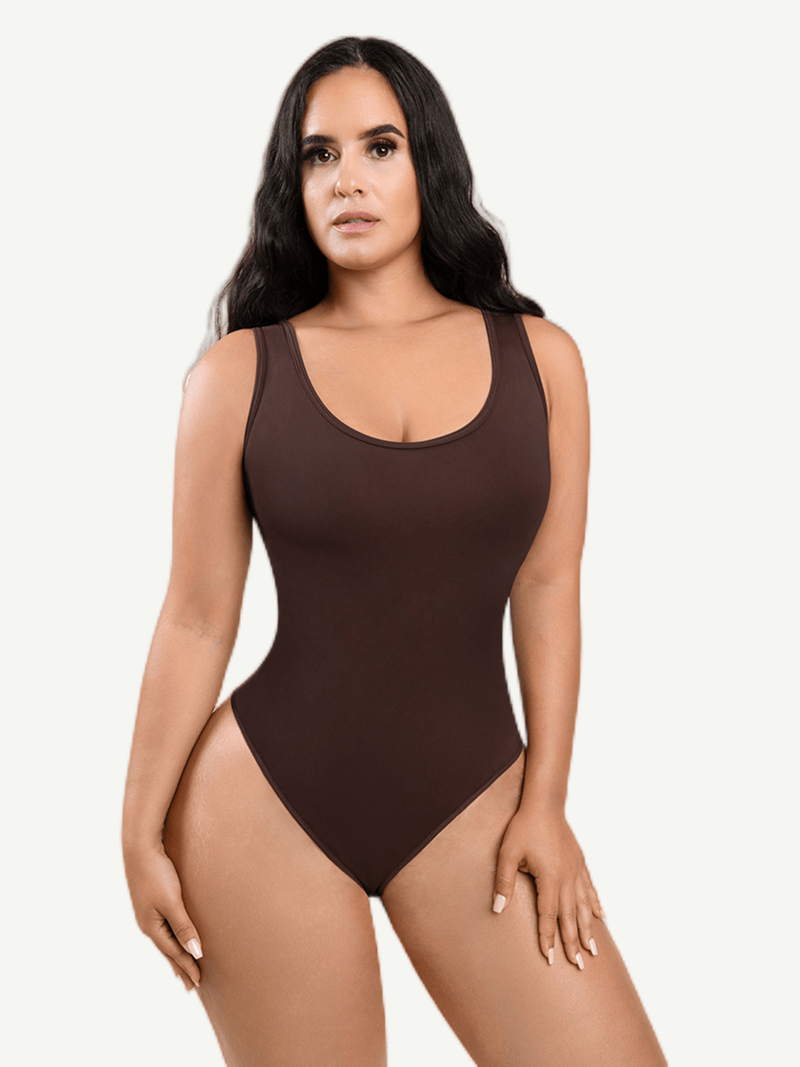 Breathable Scoop Neck Tummy Control Tank Bodysuit - FirmaSculpt