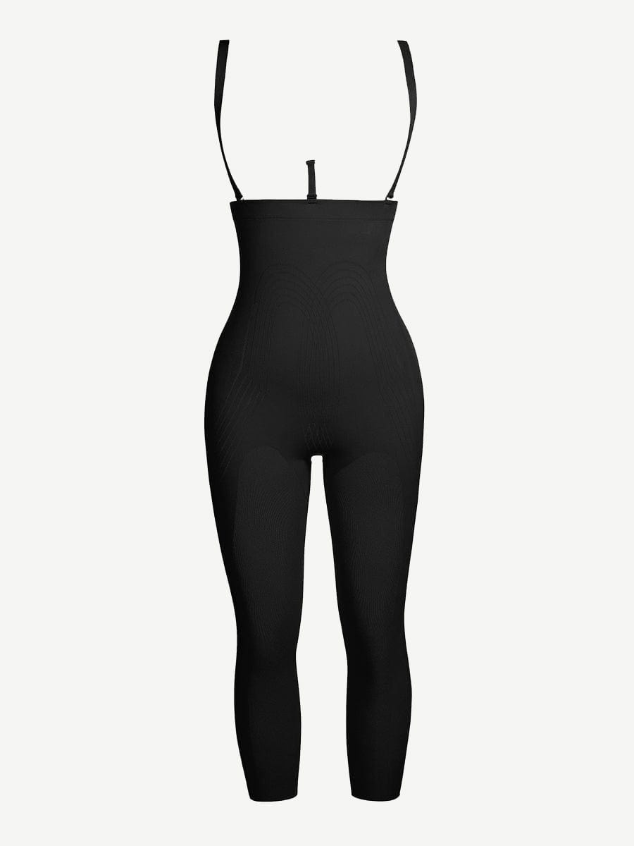 Black Plus Size Full Body Shaper with Open Crotch Tummy Control - FirmaSmooth