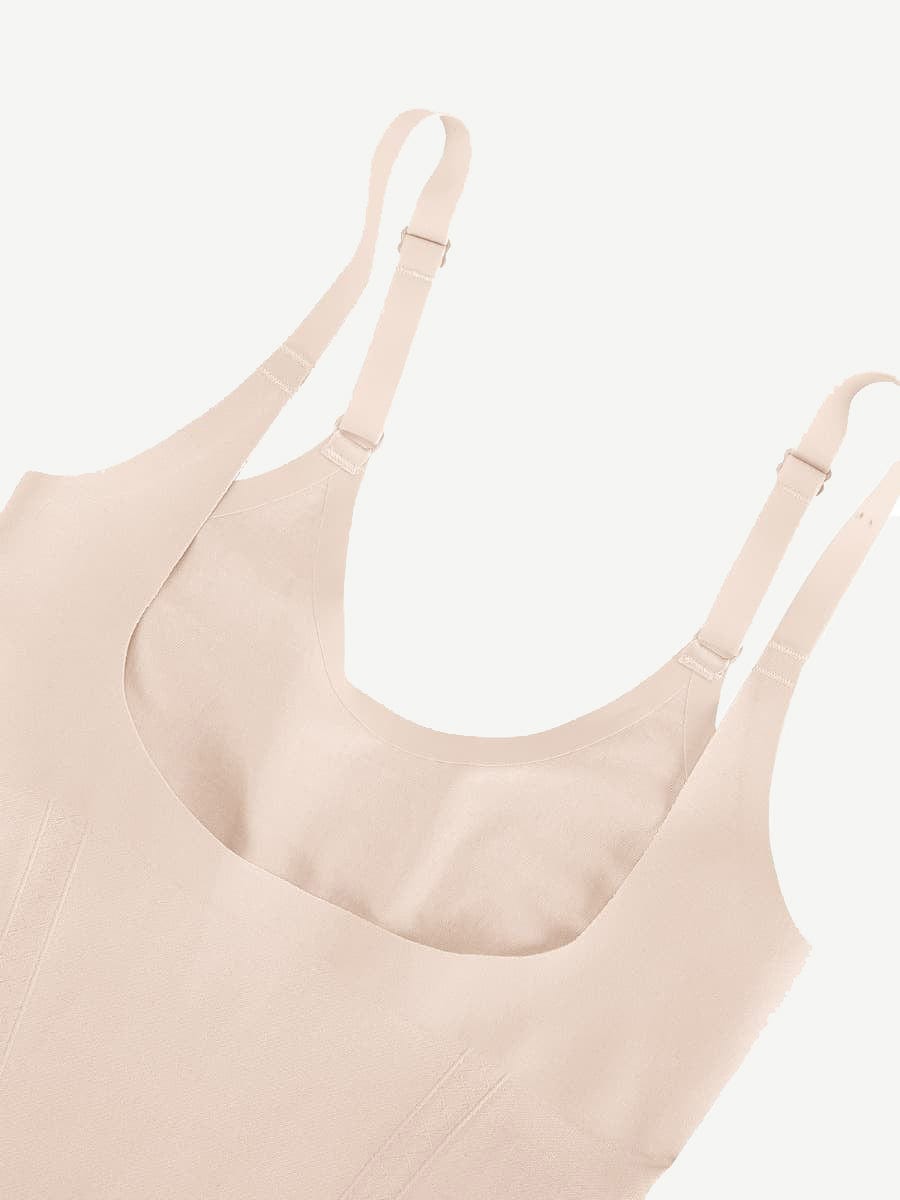 Seamless Open-Bust Abdomen Flattening Mid-Thigh Bodysuit - FirmaSculpt