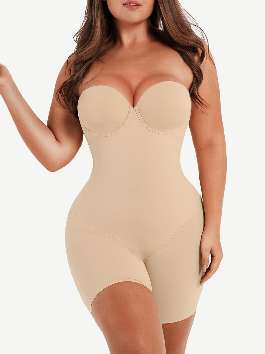 Back Smoothing Underwire Push Up Strapless Shaping Jumpsuit - FirmaSculpt