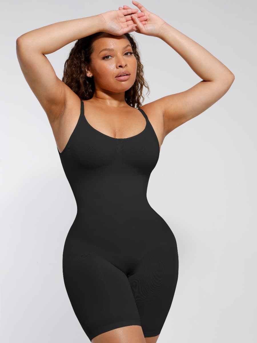 Seamless Open-Back Boxer Bodysuit with Covered Chest - FirmaSculpt