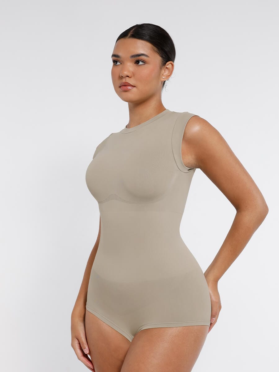 Seamless Cap Sleeve Waist and Abdomen Shaping Bodysuit - FirmaSculpt