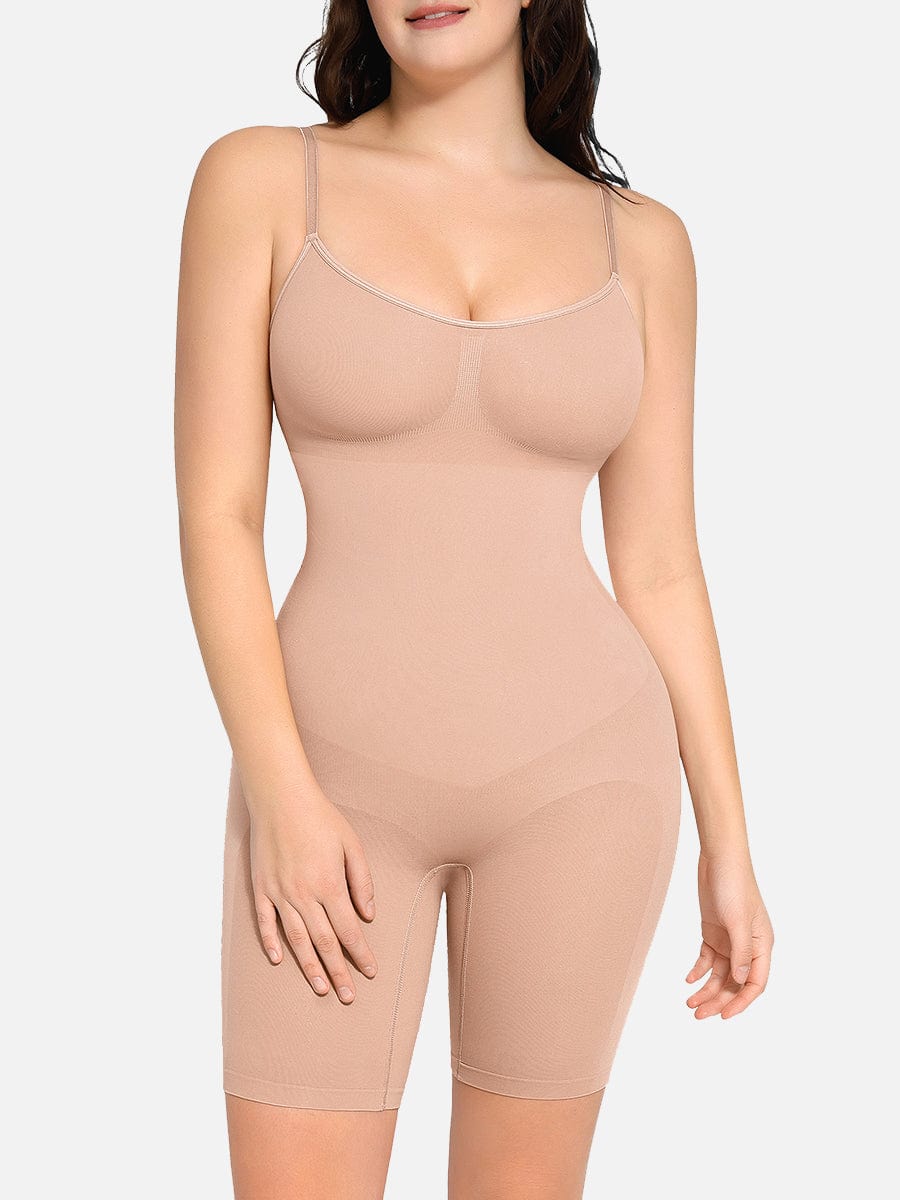 Mid-Thigh Full Body Seamless Shaper with Adjustable Straps - FirmaActive