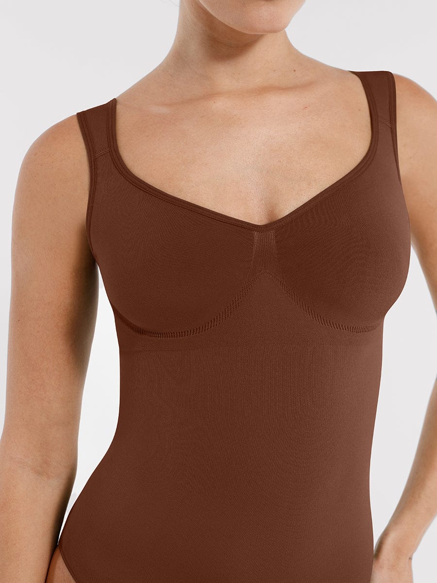 Seamless Diamond Neck Bust Support Waist Control Bodysuit - FirmaSculpt