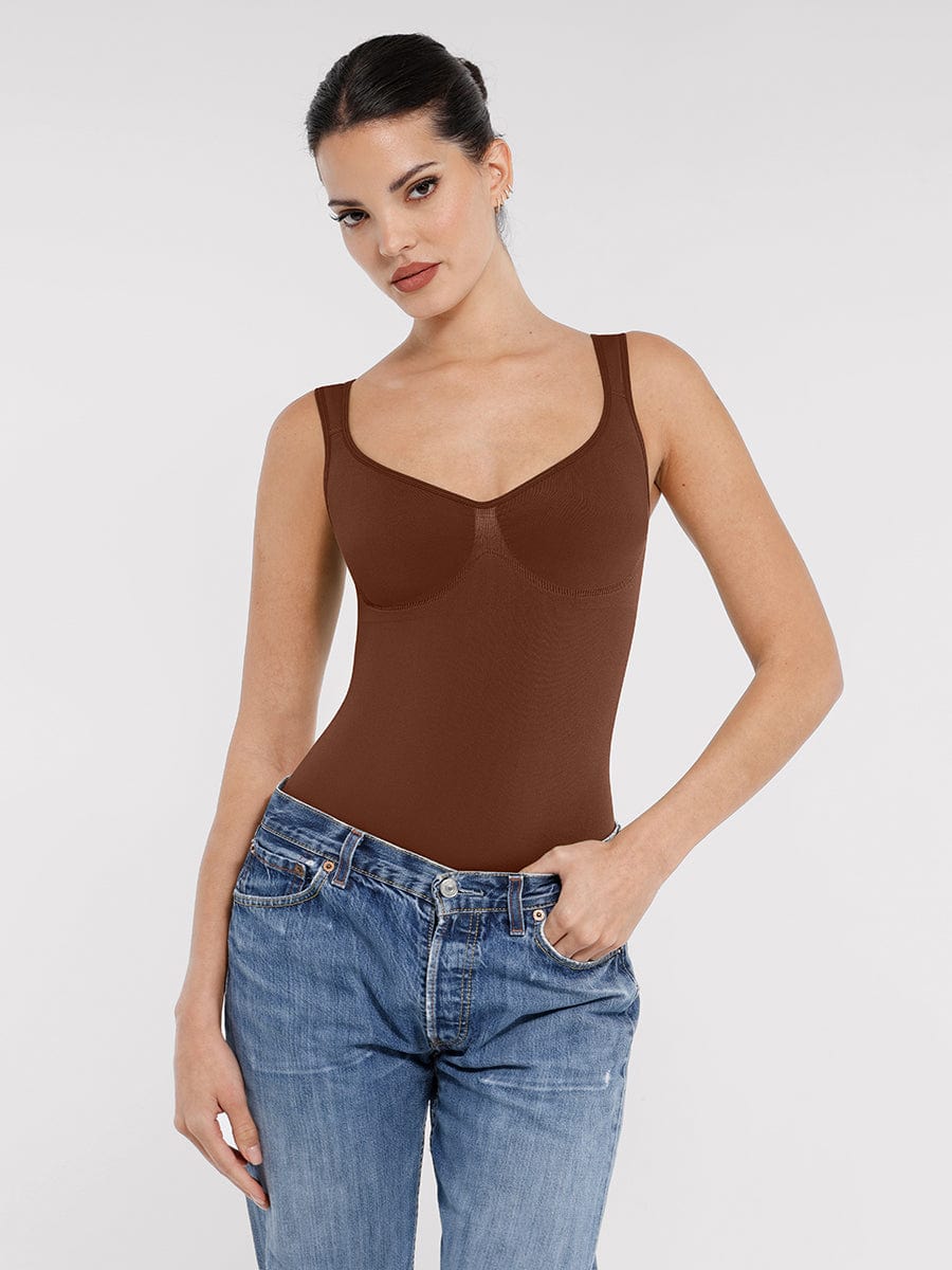 Seamless Diamond Neck Bust Support Waist Control Bodysuit - FirmaSculpt