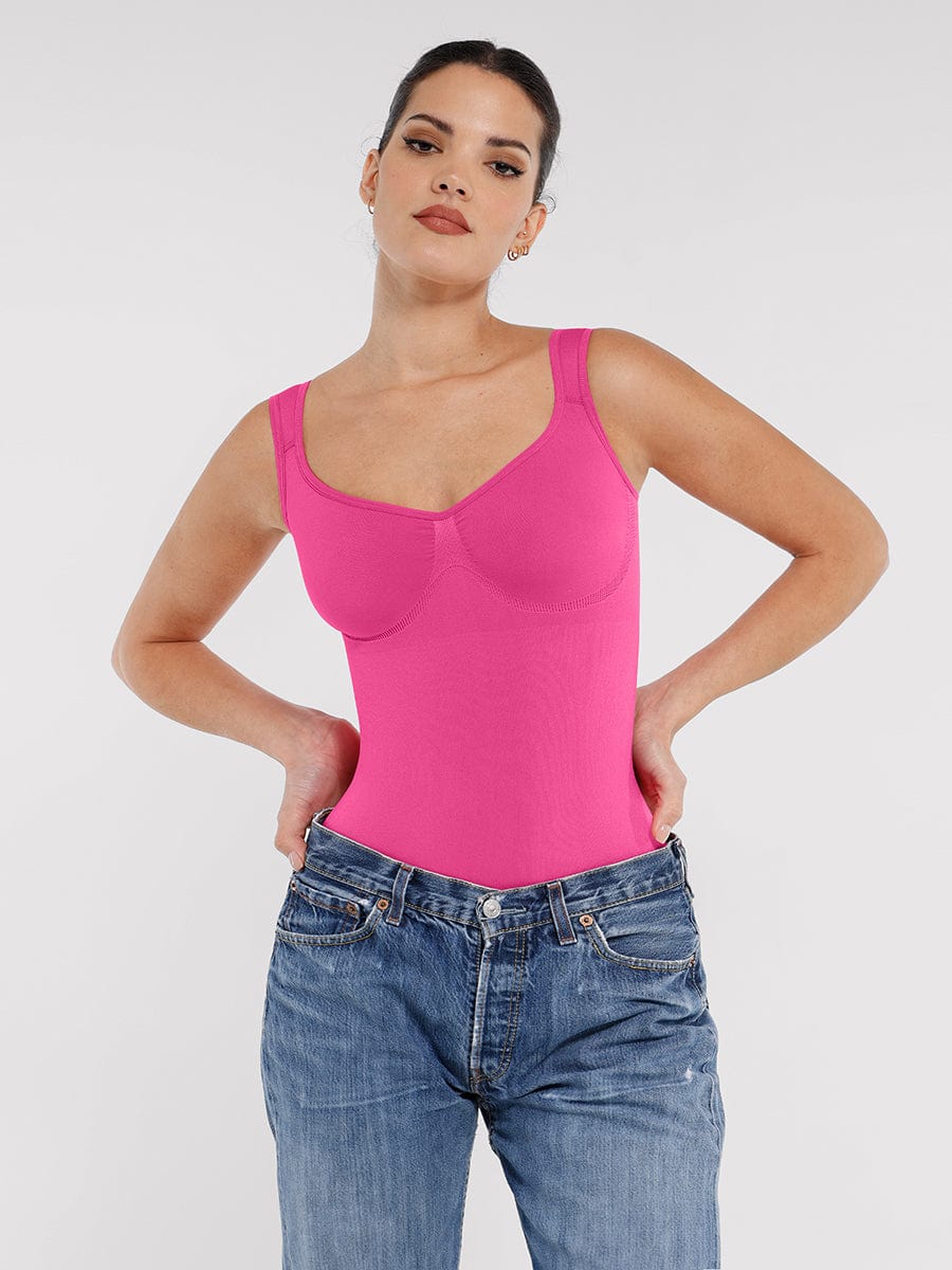 Seamless Diamond Neck Bust Support Waist Control Bodysuit - FirmaSculpt
