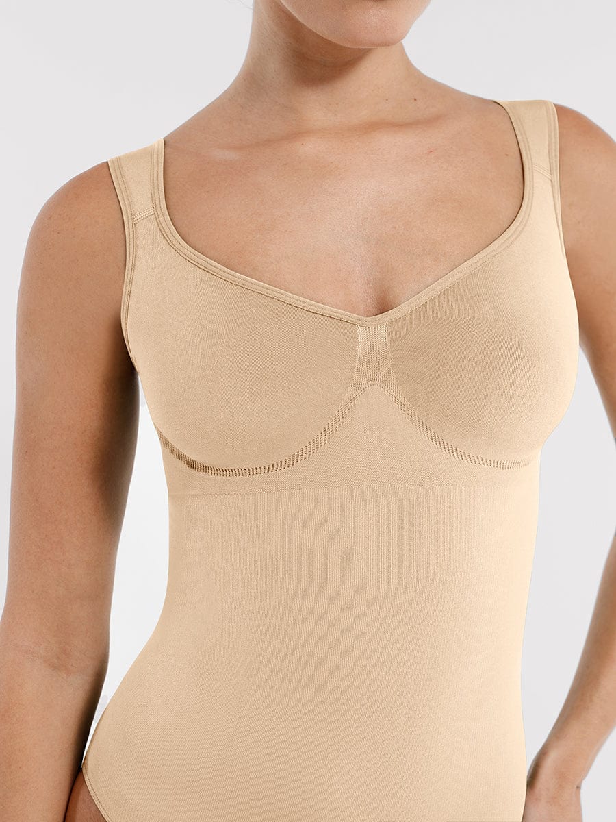 Seamless Diamond Neck Bust Support Waist Control Bodysuit - FirmaSculpt