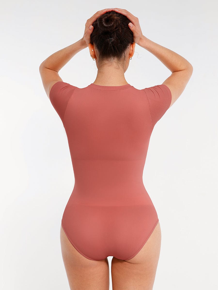 Seamless Short Sleeve Waist and Abdomen Shaping Hip Briefs Bodysuit - FirmaSculpt