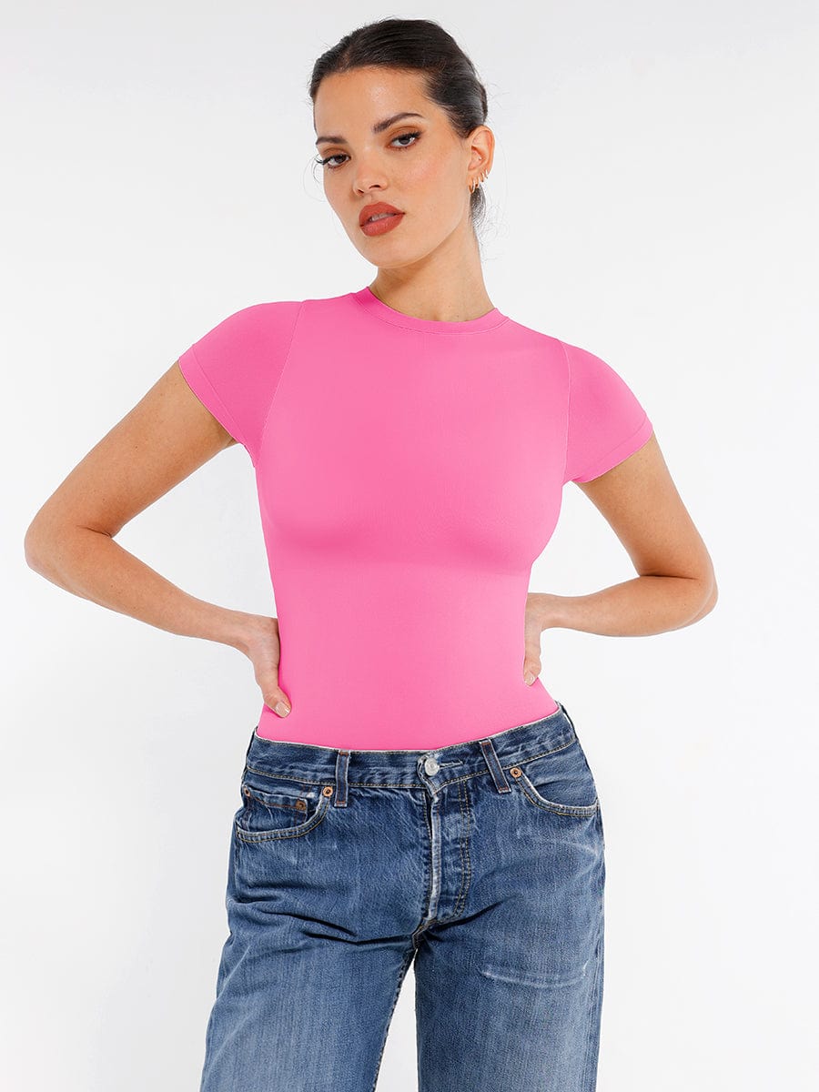 Seamless Short Sleeve Waist and Abdomen Shaping Hip Briefs Bodysuit - FirmaSculpt