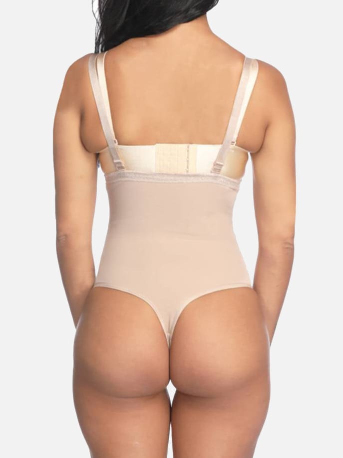 Nude Adjustable Straps Full Body Shaper Underbust Tummy Control Panties - FirmaControl