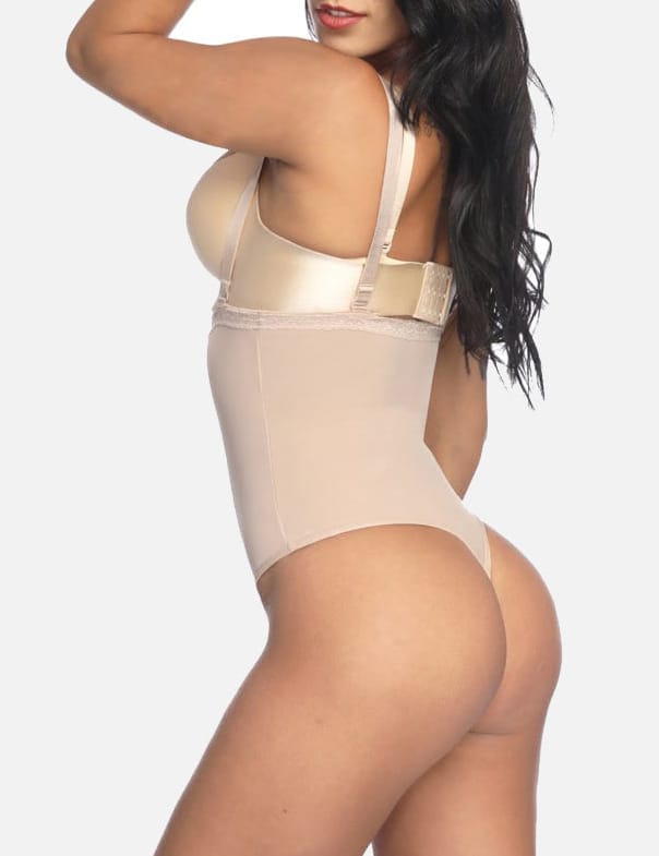 Nude Adjustable Straps Full Body Shaper Underbust Tummy Control Panties - FirmaControl