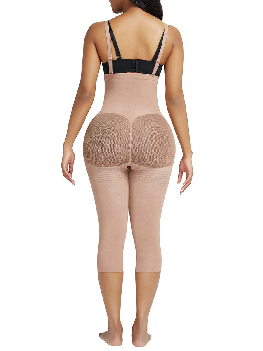 Black Plus Size Full Body Shaper with Open Crotch Tummy Control - FirmaSmooth