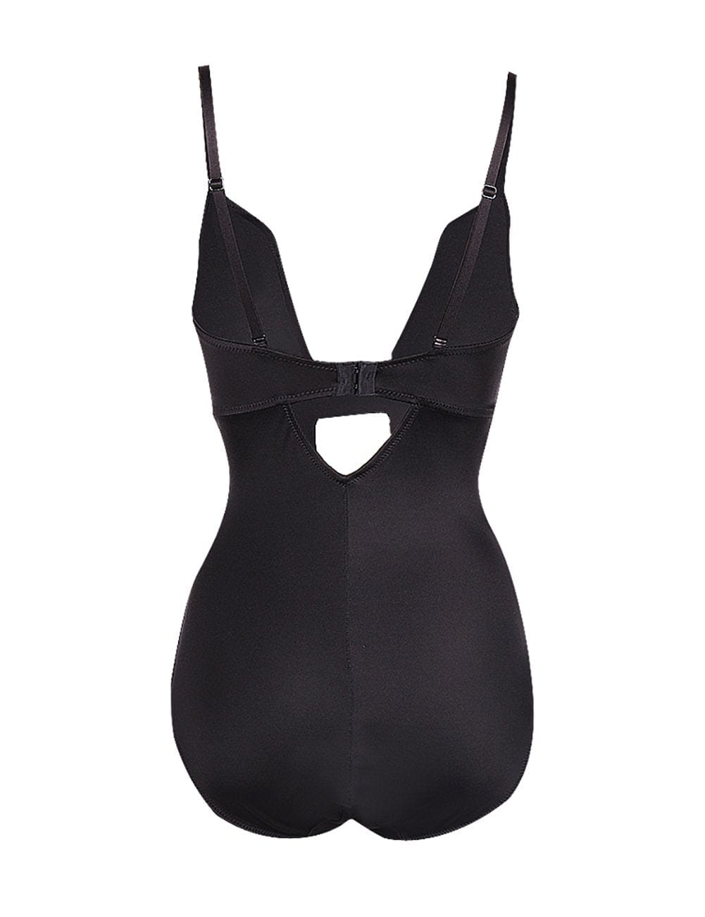 Black Tummy Control Bodysuit Shapewear with Front U Style - FirmaSculpt