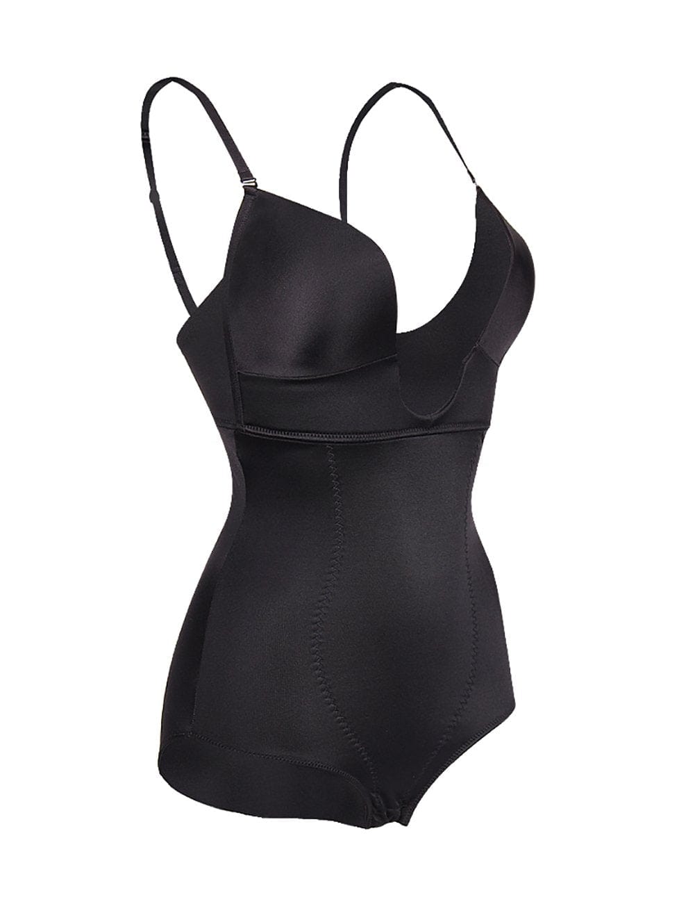Black Tummy Control Bodysuit Shapewear with Front U Style - FirmaSculpt
