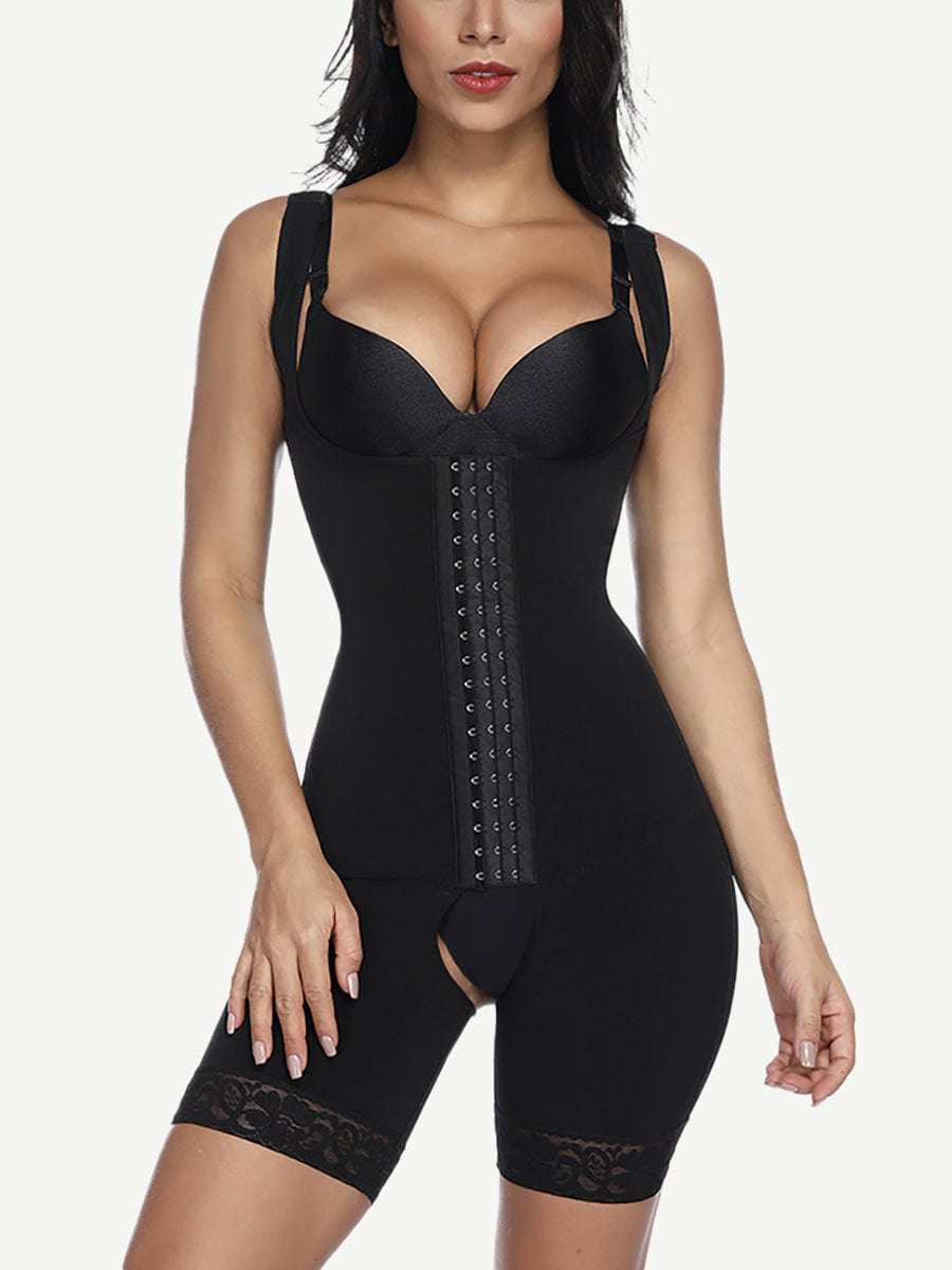 Full Body Compression Shapewear with Three Hook Open Crotch - FirmaActive
