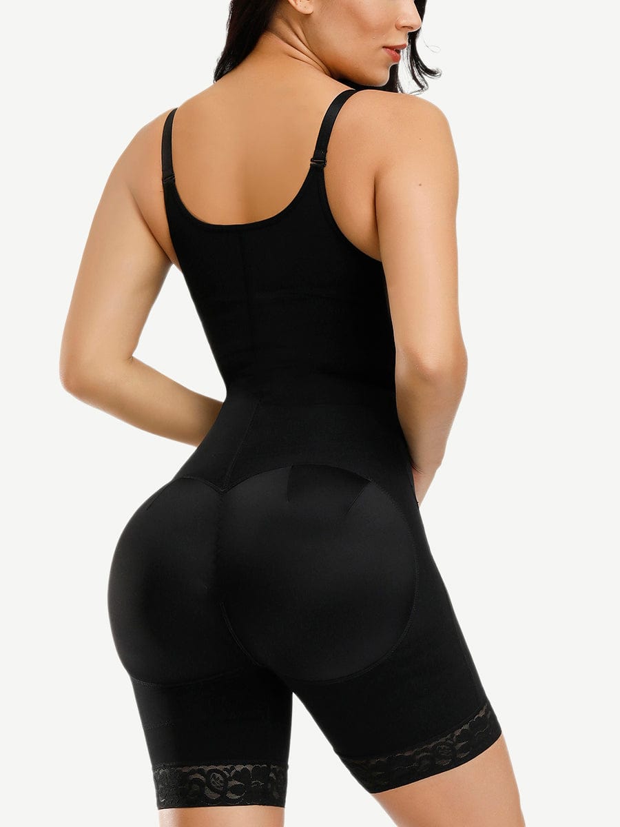 Adjustable Strap 3-Layer Abdomen Full Body Shaper with Crotch Zipper - FirmaControl